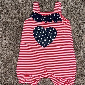 Striped Red and Navy Heart Romper